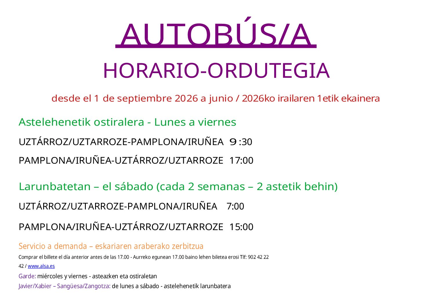 Autobusaren ordutegia
